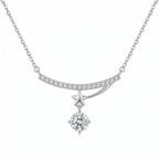 Sterling Silver Starry Sky Meteor Moissanite Necklace – Pave Curve Pendant