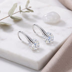 Sterling Silver Round Moissanite Hook Drop Earrings