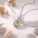 Sterling Silver Pear Moissanite Pendant Necklace