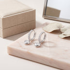 Elegant Hoop Earring with CZ-Encrusted Heart Pendant