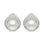 Sterling Silver Pearl Teardrop Stud Earrings