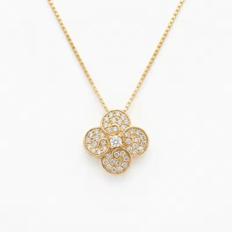 Elegant CZ Clover Pendant Necklace