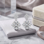 Sterling Silver Moissanite Geometric Drop Earrings