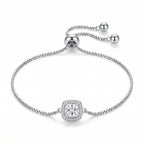 Sterling Silver Moissanite Halo Bracelet