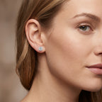 Sterling Silver Round Moissanite Bezel Stud Earrings