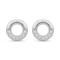 Sterling Silver Open Circle Stud Earrings – Pave Stone Detail