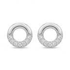 Sterling Silver Open Circle Stud Earrings – Pave Stone Detail
