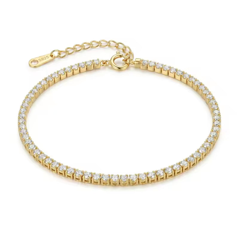 Gold Plated Sterling Silver Cubic Zirconia Tennis Bracelet