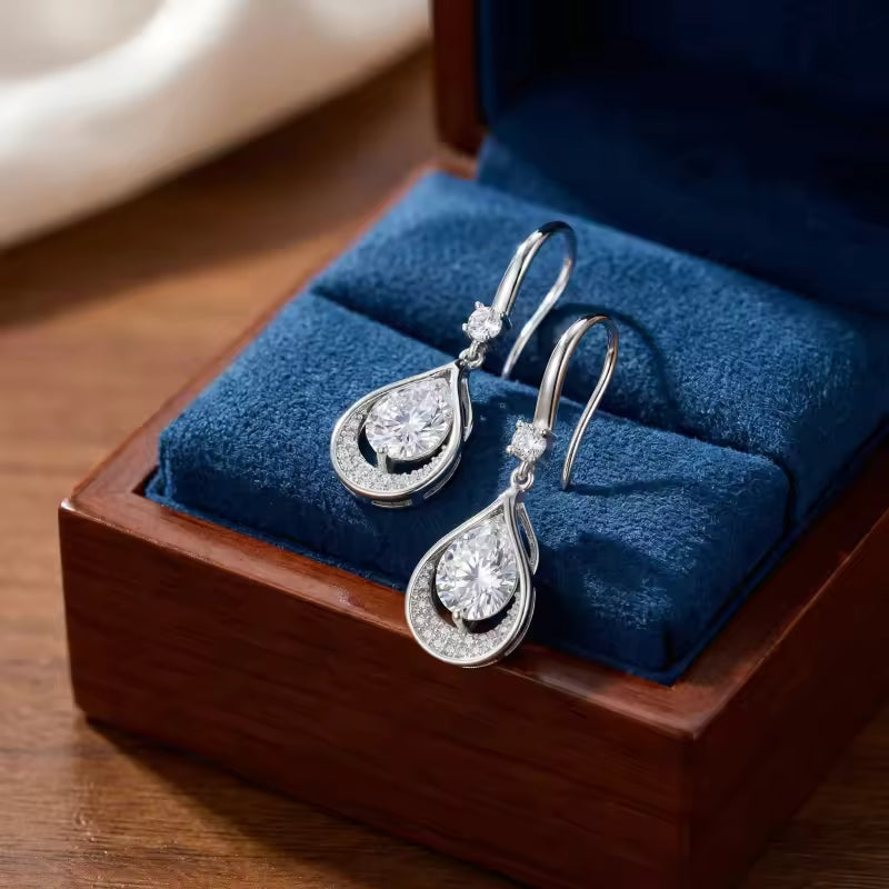 Sterling Silver Pear-Cut Cubic Zirconia Drop Earrings