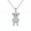 Sterling Silver Teddy Bear Moissanite Necklace