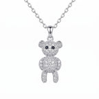 Sterling Silver Teddy Bear Moissanite Necklace