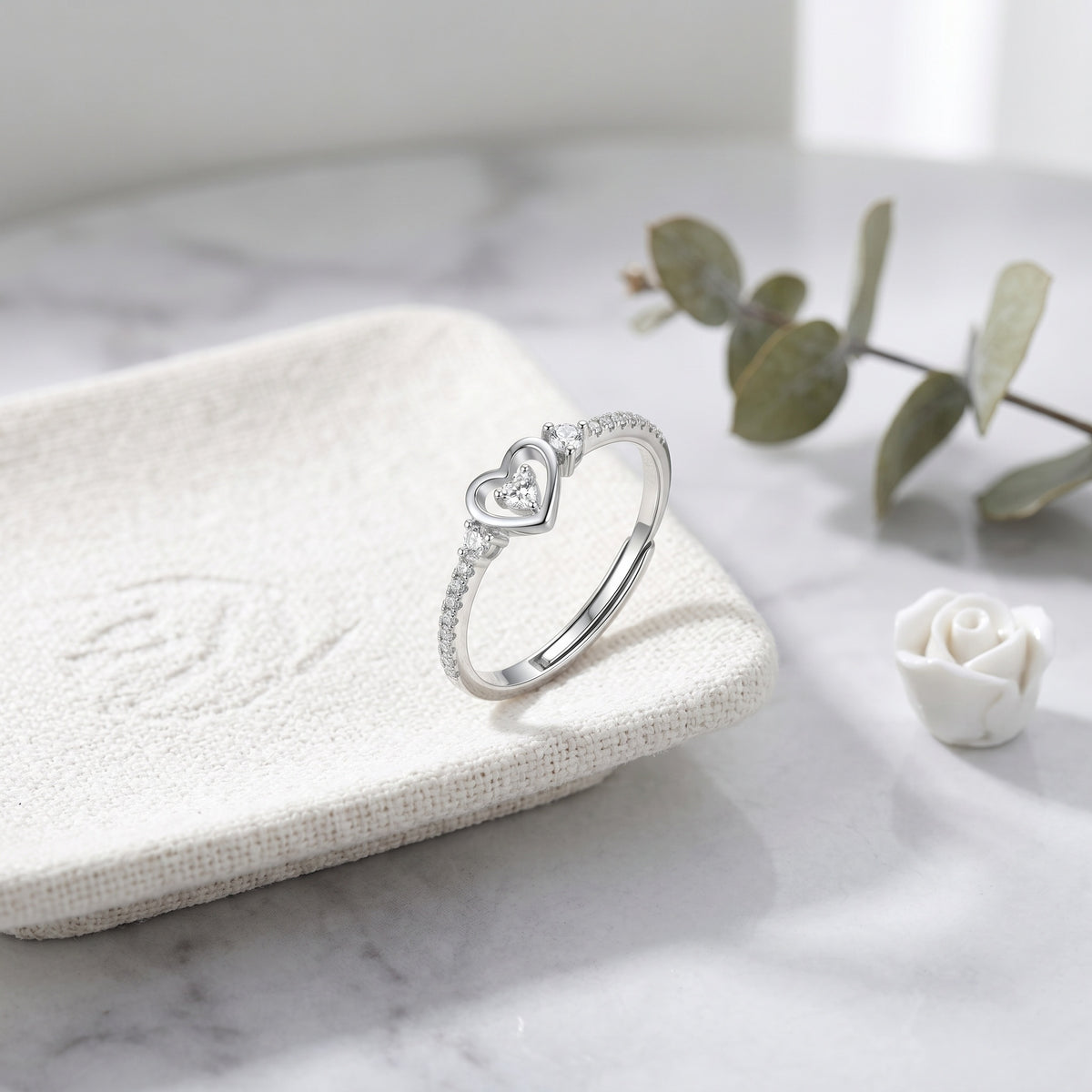 Sterling Silver Adjustable Heart Ring