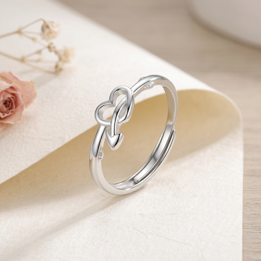 Sterling Silver Heart and Cupid Arrow Ring