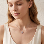 Sterling Silver Butterfly Moissanite Halo Pendant Necklace