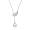 Pave Diamond Paisley Pearl Y-Necklace – Silver-Tone Pendant