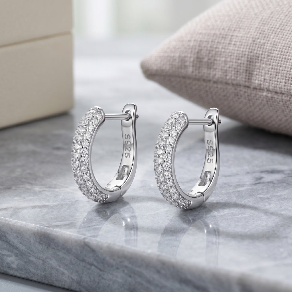 Elegant Pave CZ Hoop Earring