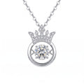 Sterling Silver Moissanite Queen Crown Pendant Necklace