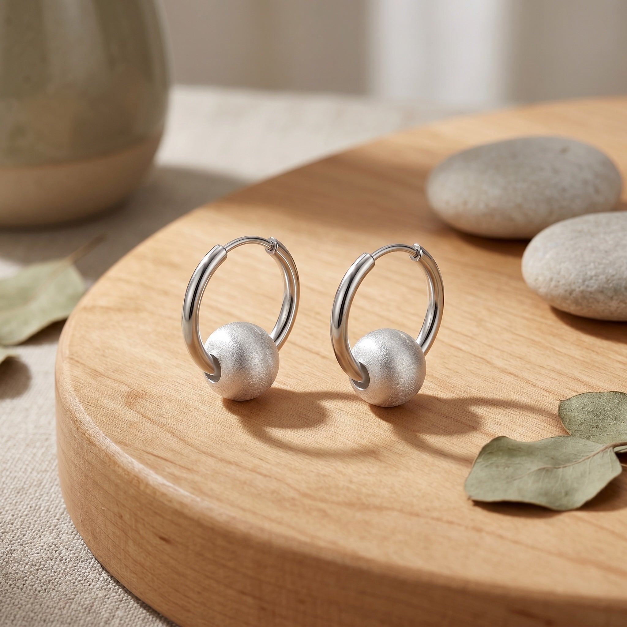 Elegant Gilded Huggie Hoop Earrings with Textured Sphere Charm