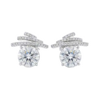 Sterling Silver Wave Cubic Zirconia Stud Earrings