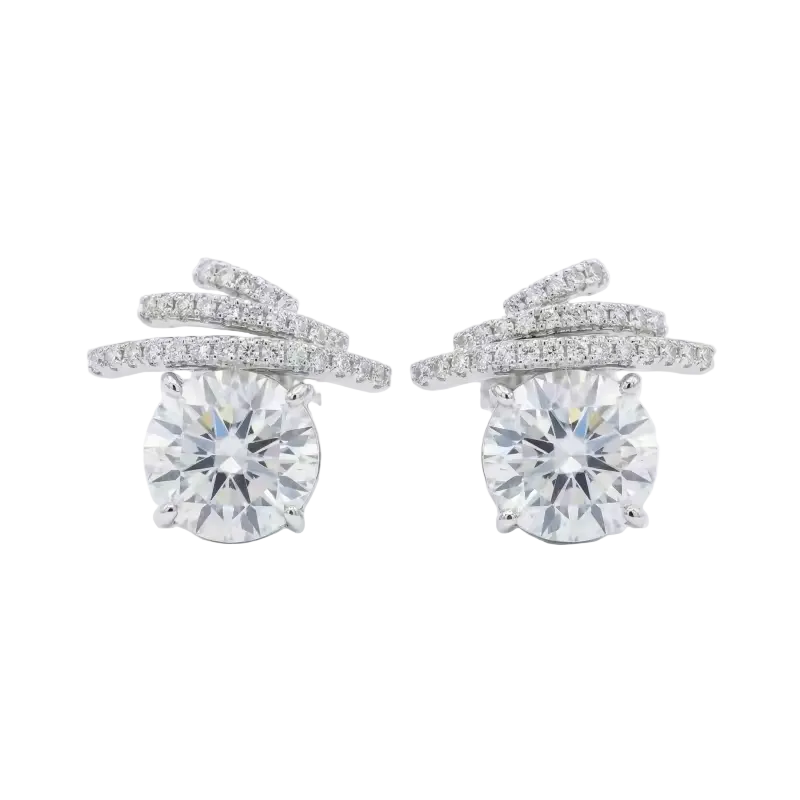 Sterling Silver Wave Cubic Zirconia Stud Earrings