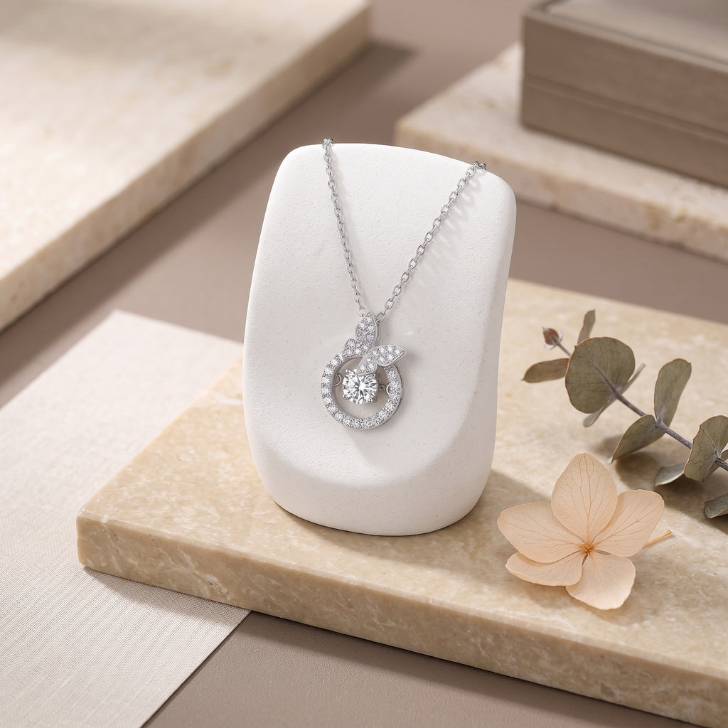 Sterling Silver Butterfly Moissanite Necklace