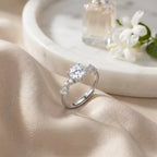 Sterling Silver Adjustable Cubic Zirconia Three-Stone Ring