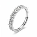 Sterling Silver Adjustable Scalloped Wave Cubic Zirconia Ring