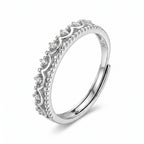 Sterling Silver Adjustable Scalloped Wave Cubic Zirconia Ring