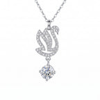 Sterling Silver Swan Moissanite Pendant Necklace