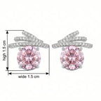 Sterling Silver Pink Cubic Zirconia Wing Stud Earrings