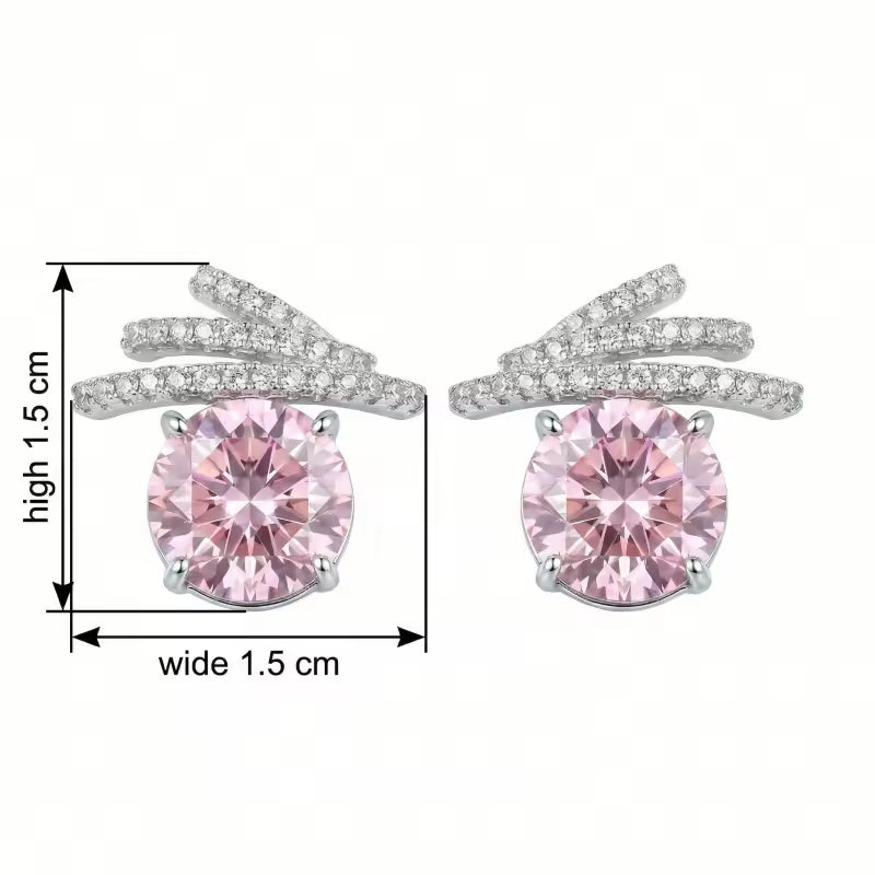 Sterling Silver Pink Cubic Zirconia Wing Stud Earrings