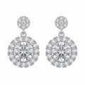 Sterling Silver Moissanite Halo Drop Earrings