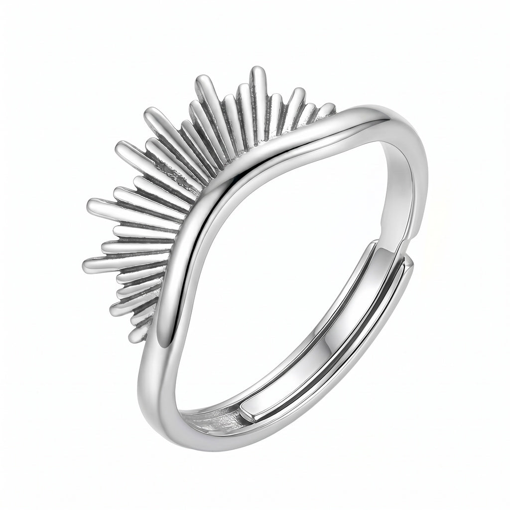 Sterling Silver Sunburst Adjustable Ring