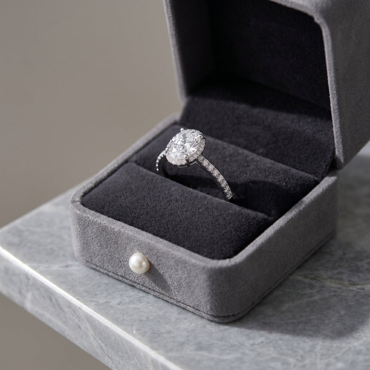 Sterling Silver Adjustable Oval Halo Ring