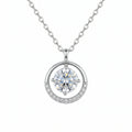 Sterling Silver Round Moissanite Circle Pendant Necklace
