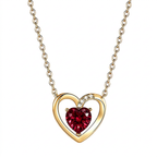 18K Yellow Gold Plated Red Heart Moissanite Pendant Necklace