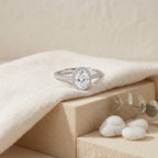 Sterling Silver Adjustable Oval Halo Ring