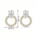 Elegant Oval CZ Halo Drop Stud Earrings