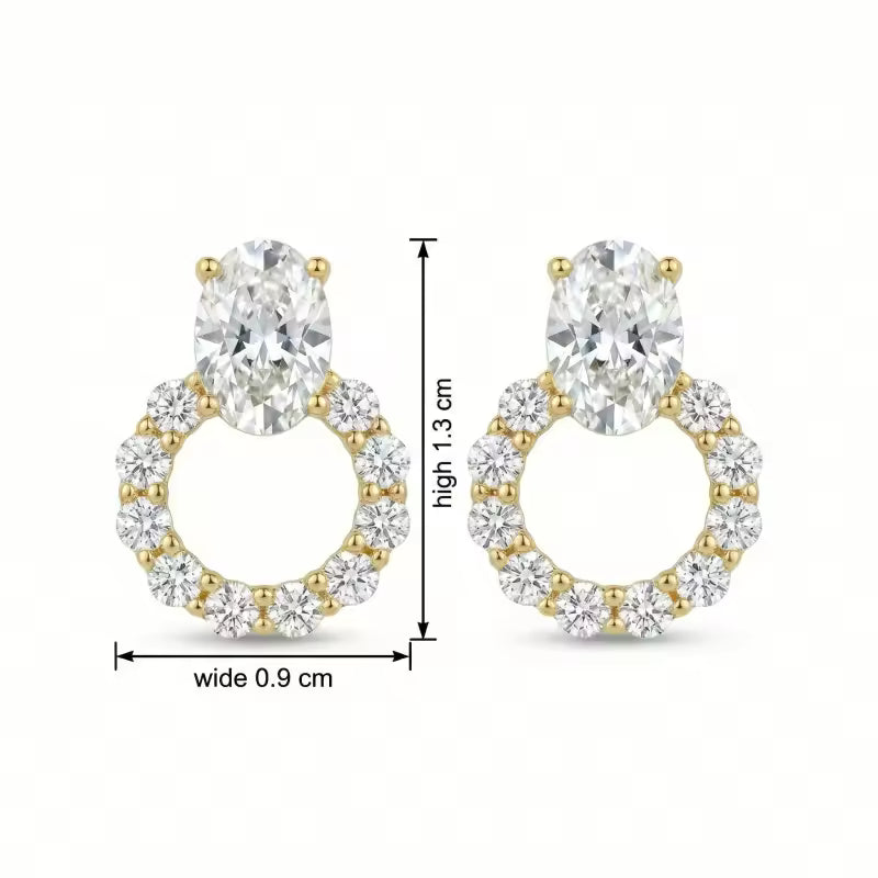 Elegant Oval CZ Halo Drop Stud Earrings