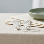 Heart Huggie Hoop Earrings with Brushed Texture