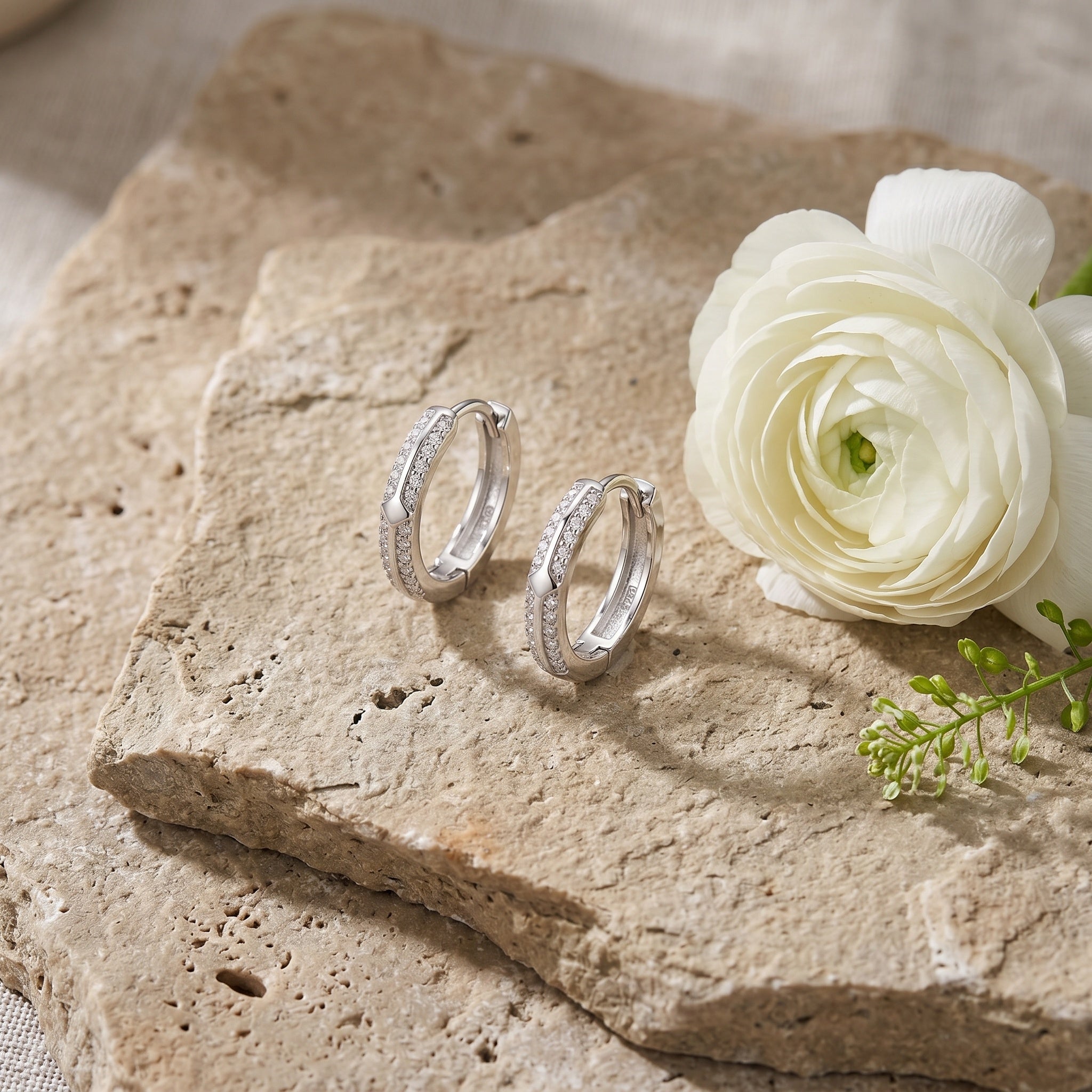 Sparkling  CZ Hoop Earring