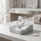 Sterling Silver Snowflake Halo Ring