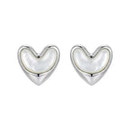 Elegant Pearl Heart Stud Earrings