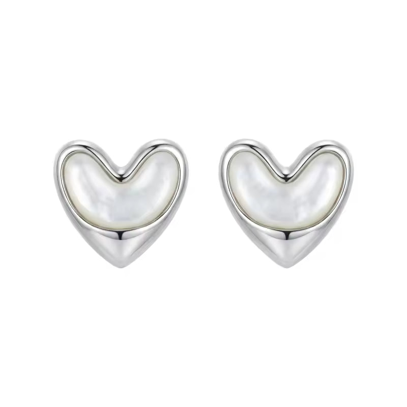 Elegant Pearl Heart Stud Earrings