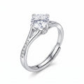 Sterling Silver Adjustable Cubic Zirconia Solitaire Ring
