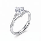 Sterling Silver Adjustable Cubic Zirconia Solitaire Ring