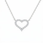 Sterling Silver Moissanite Heart Pendant Necklace – Polished Romantic Jewellery Gift