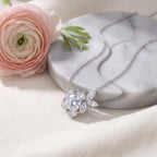 Sterling Silver Moissanite Flower Pendant Necklace