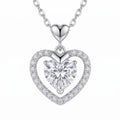 Sterling Silver Heart-Cut Moissanite Halo Pendant Necklace