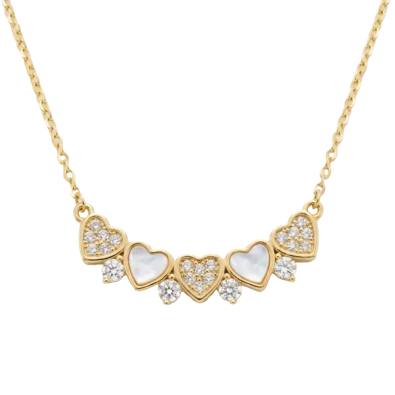 Sterling Silver Gold-Plated Mother of Pearl Heart Necklace